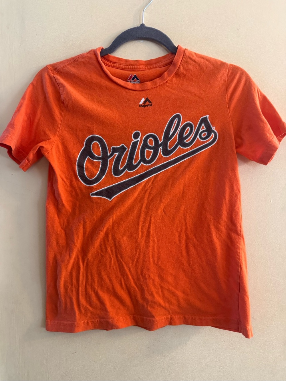 Majestic Baltimore Orioles Orange Logo Tee, Markakis #21, YM (10-12)